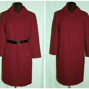 VTG 60's 70s Mod Chevron Print Coat Dress Size MED